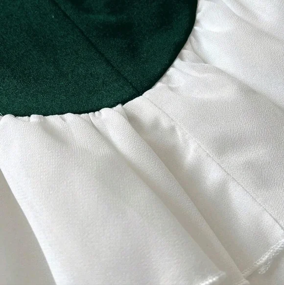 Shein Viva Relle 2XL Women's Elegant Romantic Sexy Green & White Ruffle Dress - Picture 3 of 7